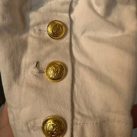 NWOT A.L.C. White Denim Blazer Gold Button Jacket Size 0 Structured Cotton - Picture 6 of 11
